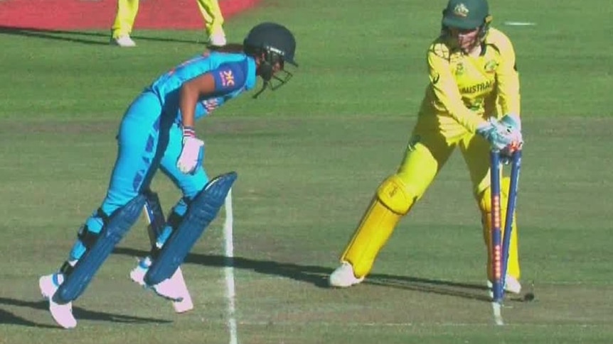 India's Harmanpreet Kaur run-out against Australia