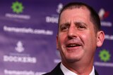 Moving west ... Ross Lyon speaks during a Dockers press conference to announce his appointment (Paul Kane: Getty Images)