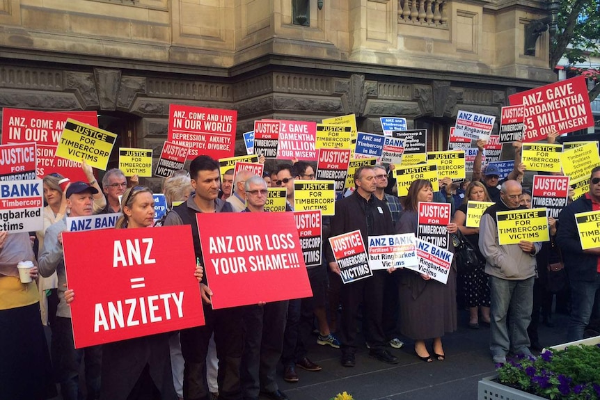 Timbercorp protest at Melbourne Town Hall