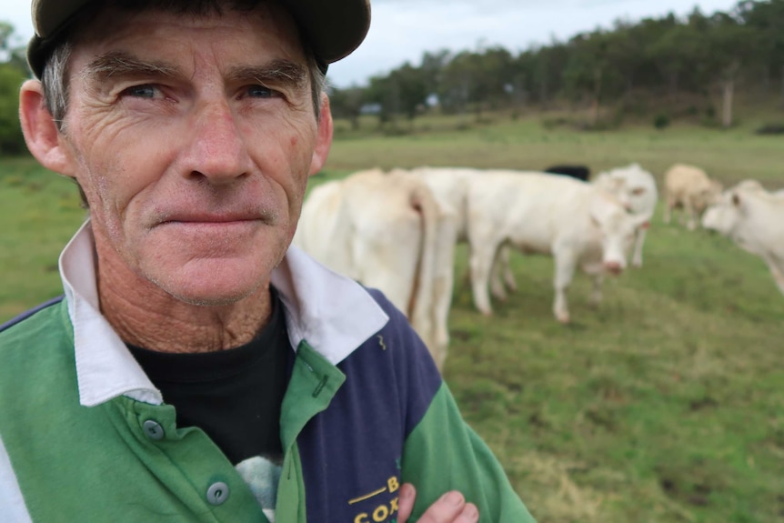 Country jockey Robert Thompson on his cattle farm in Cessnock, NSW.
