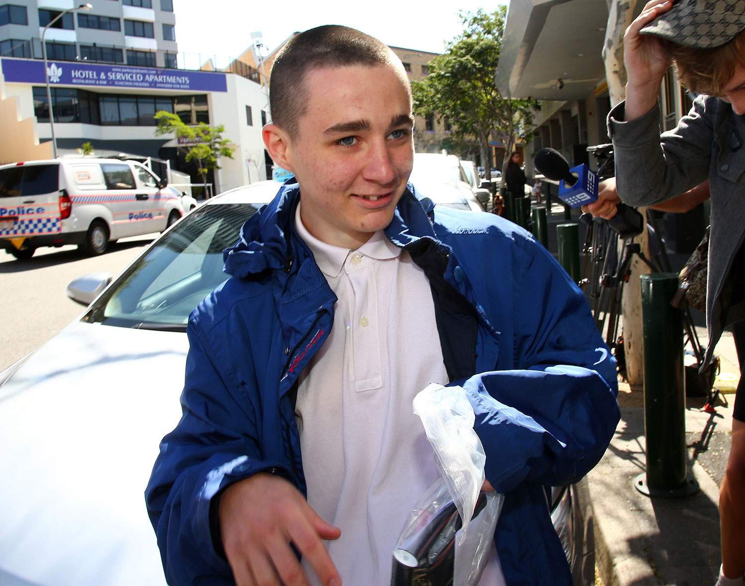 Bailey Clout, 18, leaves court after being granted bail in Brisbane.