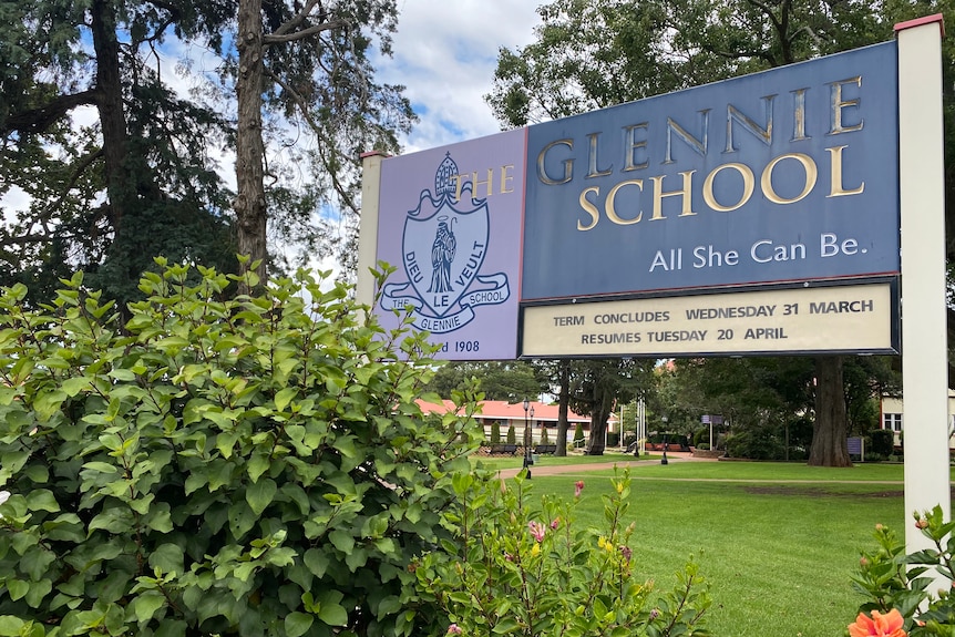 A sign at the Glennie School in Towoomba. 