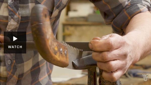 Pruning saw blade teeth being sharpened. Has Video.