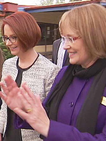 Annabel Digance (R) with PM Julia Gillard