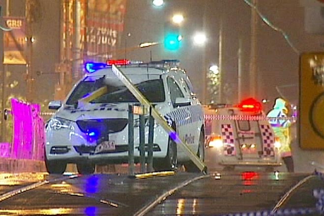 The police divisional van crashed into a tram pedestrian barrier at Federation Square.