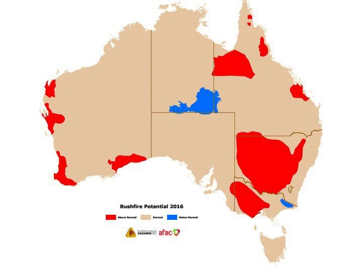 Seasonal bushfire outlook map
