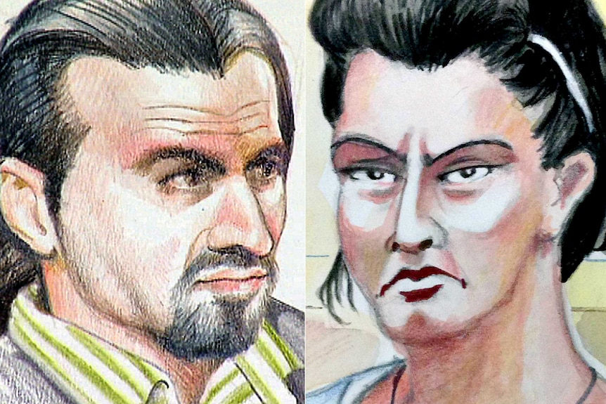 composite_ court sketches of Alfio Anthony Granata  and Jennifer Mary Peaston