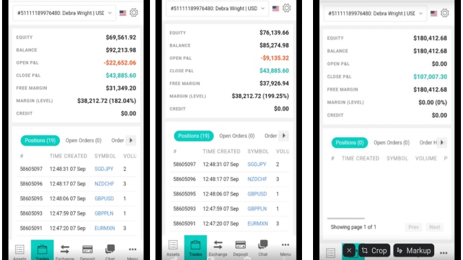 Screenshots of the investment trading platform