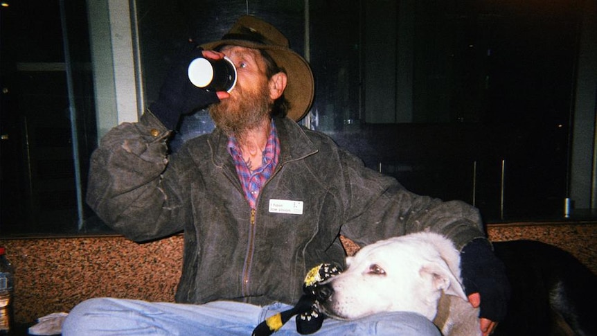 A photograph taken by Lorelei Zavala Cano of a short sighted man and his dog.