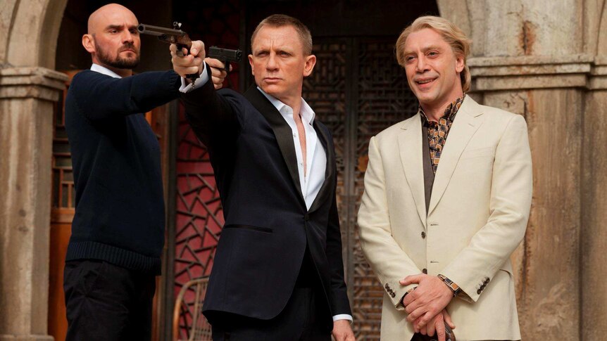 Javier Bardem, right, and Daniel Craig in a scene from Skyfall.