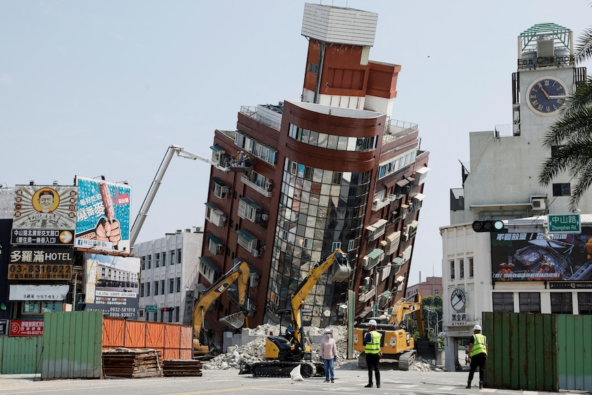 A damaged building after an earthquake in Taiwan.
