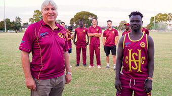 Nick Hatzoglou (left) and Akat Mayoum (right) at the Sunshine Heights Cricket Club.