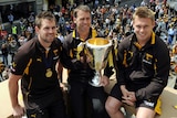 Hawthorn's Luke Hodge, Alastair Clarkson and Sam Mitchell with the AFL premiership cup
