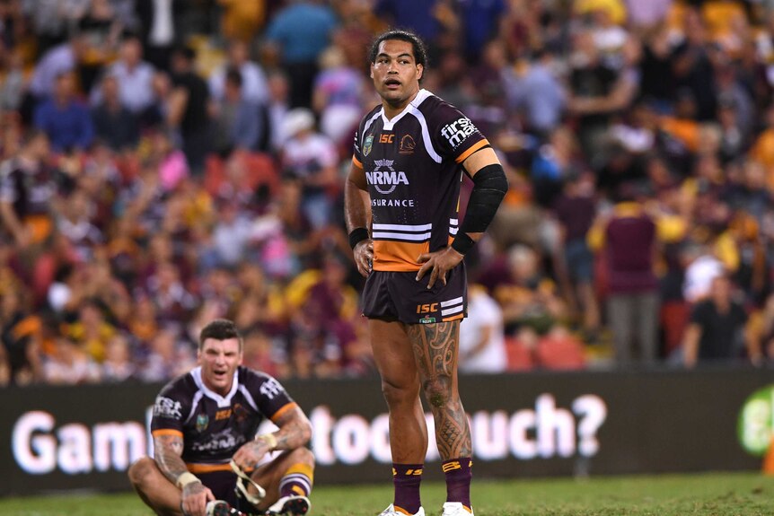 Brisbane's Adam Blair looks on after the Broncos' loss to the Cowboys at Lang Park.