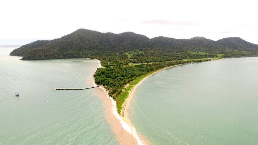 Drone image of Dunk Island, located off Mission Beach in far north Queensland.