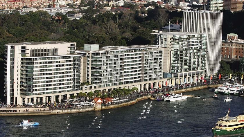 Ferries moves past the block of units at Circulay Quay