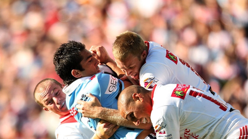 We'll have a crack at them ... Braith Anasta challenges the Dragons defence. (file photo)