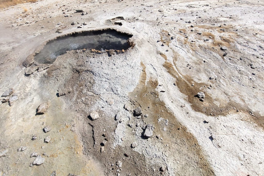 A photo of Ear Spring geyser taken a month after its eruption
