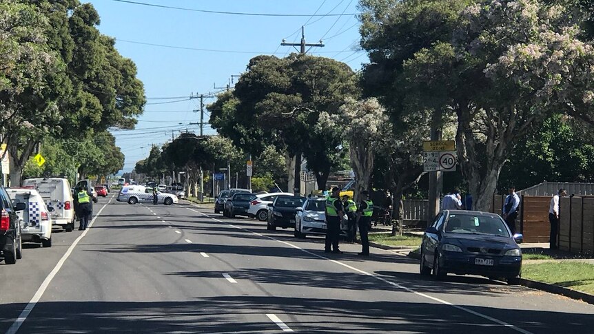 Maddox St Newport blocked by a police car.