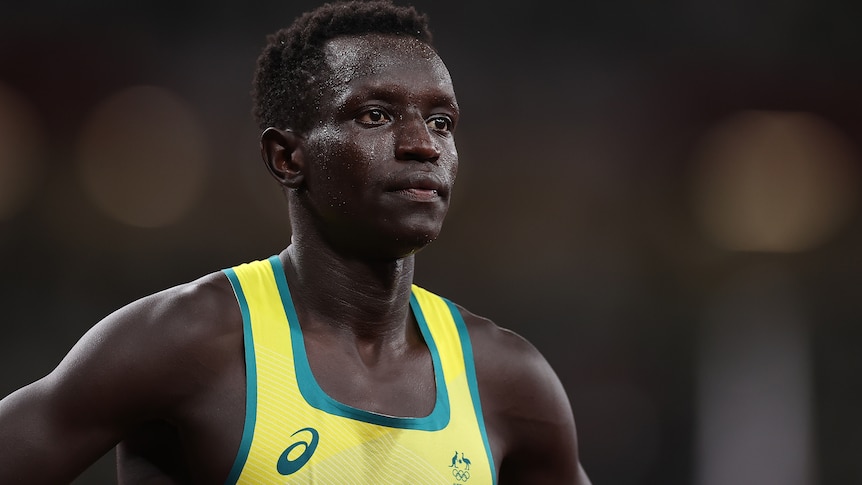Peter Bol looks on after missing out on an Olympic medal.