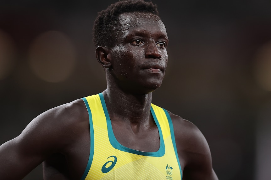 Peter Bol looks on after missing out on an Olympic medal.