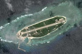 A Google satellite image of Itu Aba Island in the South China Sea.