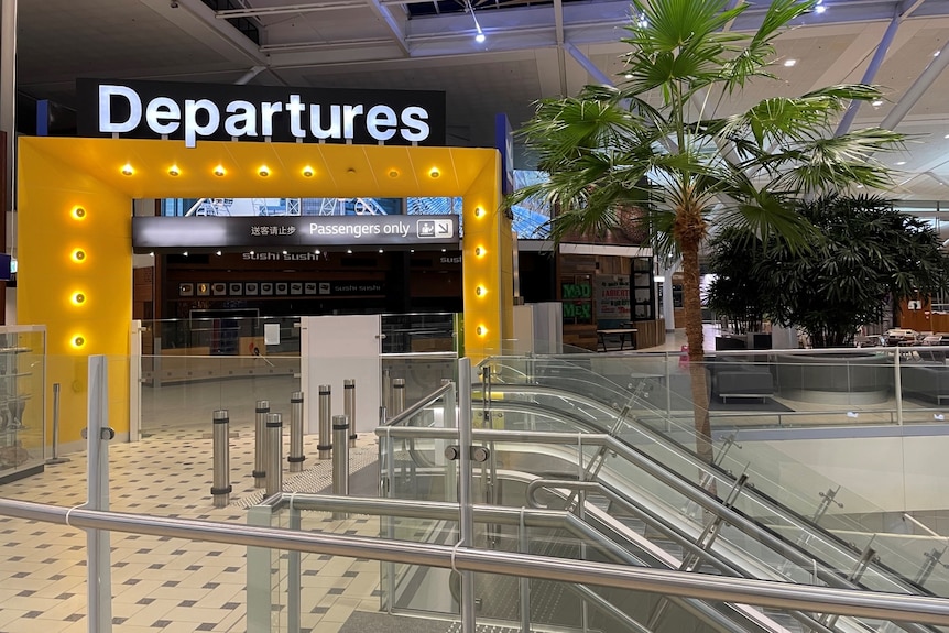 The departures terminal at the Brisbane international airport.