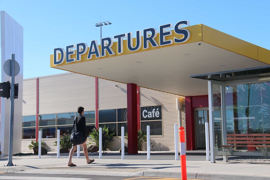 Departures entrance to Avalon Airport, near Geelong, Victoria.