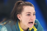 An Australian competing in the mixed doubles curling at the Beijing Olympics.