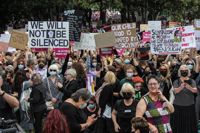 A sea of protesters, nearly all women, at the Melbourne March 4 Justice.