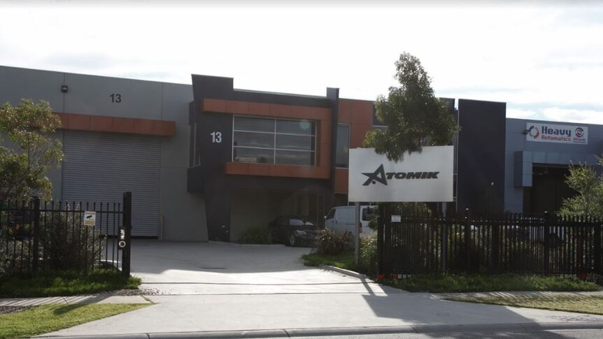 A picture of the Dandenong South warehouse with Atomik sign out front
