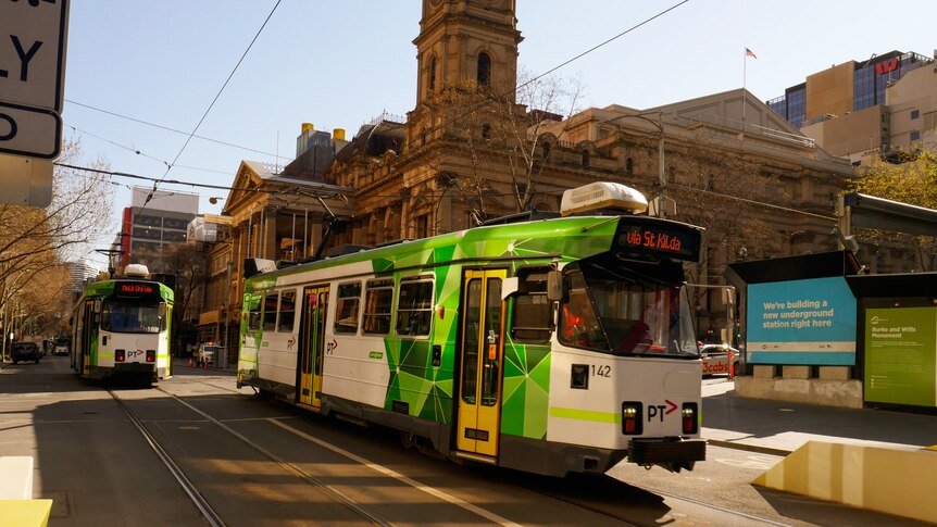 A tram in the Melbourne CBD