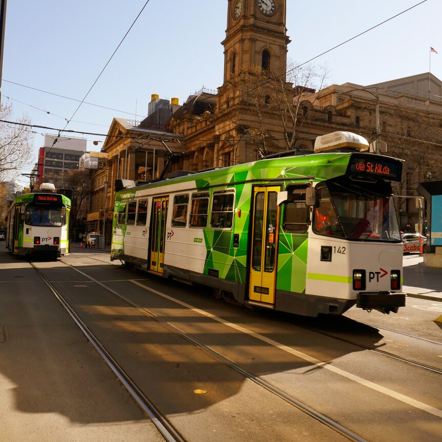A tram in the Melbourne CBD