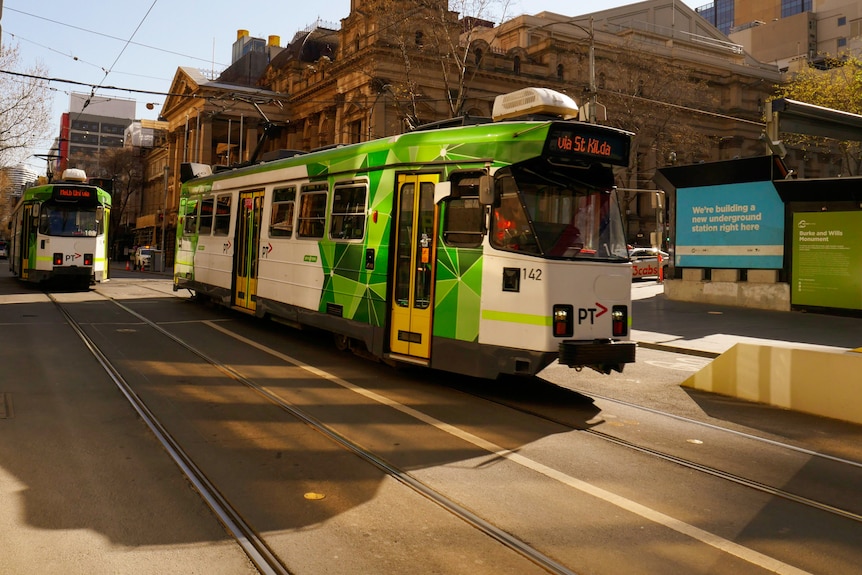 A tram in the Melbourne CBD