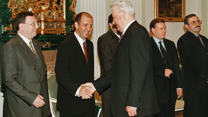 Boris Yeltsin with Mikhail Khodorkovsky