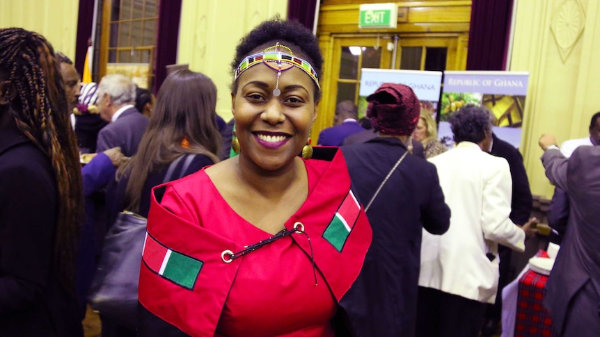 A lady celebrating Africa Day 2017 in Canberra.