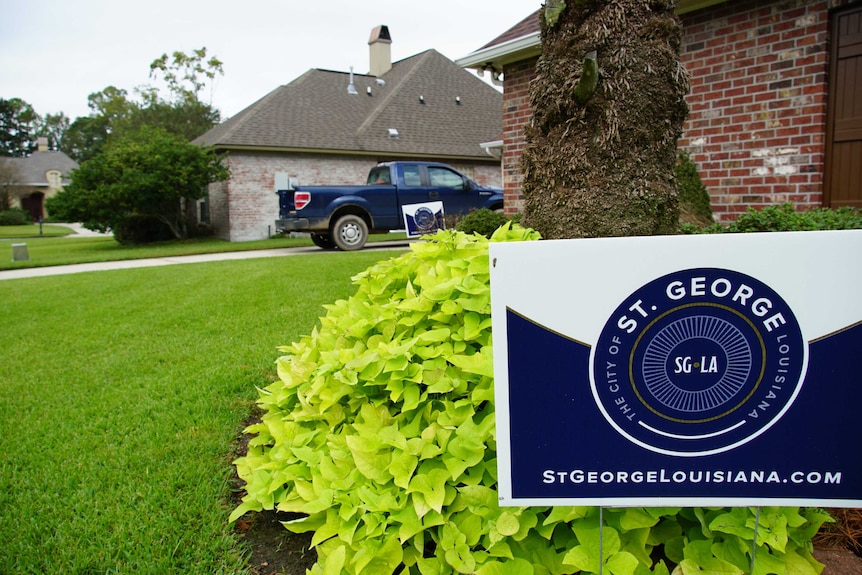 Tidy lawns with campaign signs on display