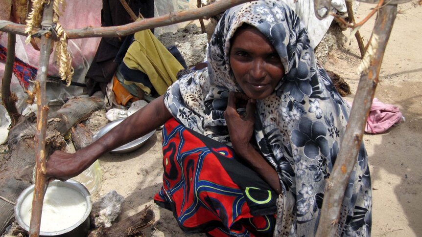 A Somalian woman at a refugee camp in Mogadishu. (Supplied: Faith Kasina)