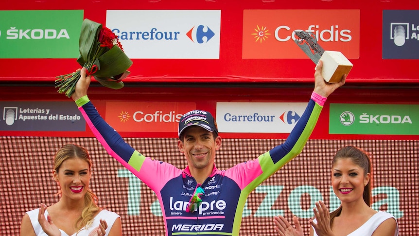 Nelson Oliveira after winning the 13th stage of the Vuelta
