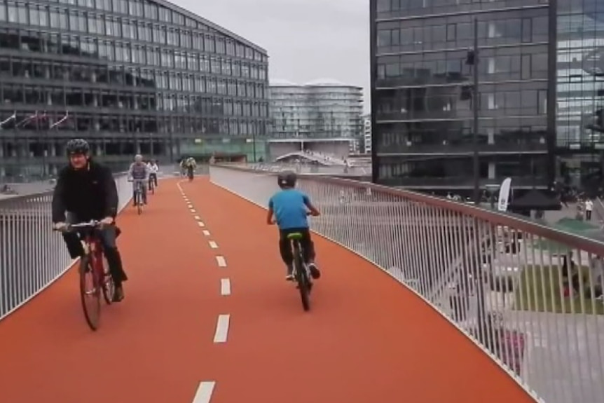 An elevated bike track in Copenhagen