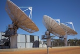 Satellite dishes at the new NBN ground tracking station outside of Kalgoorlie-Boulder.