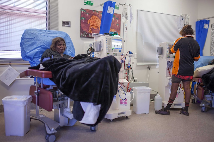 A dialysis patient receives treatment in a clinic in Docker River, NT.