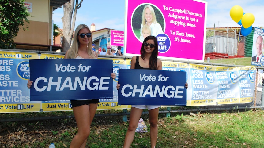 Vote for change girls campaign in Ashgrove