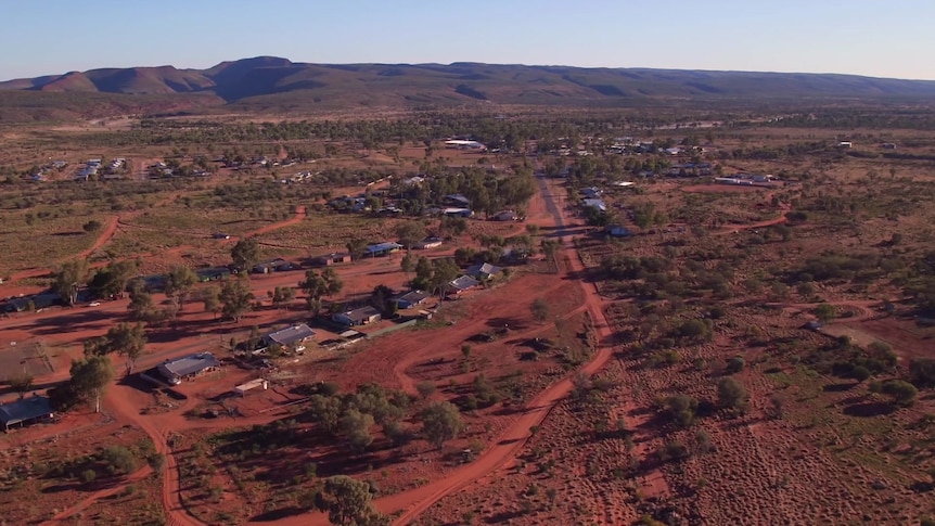 An aerial view of the remote community of Hermannsburg.