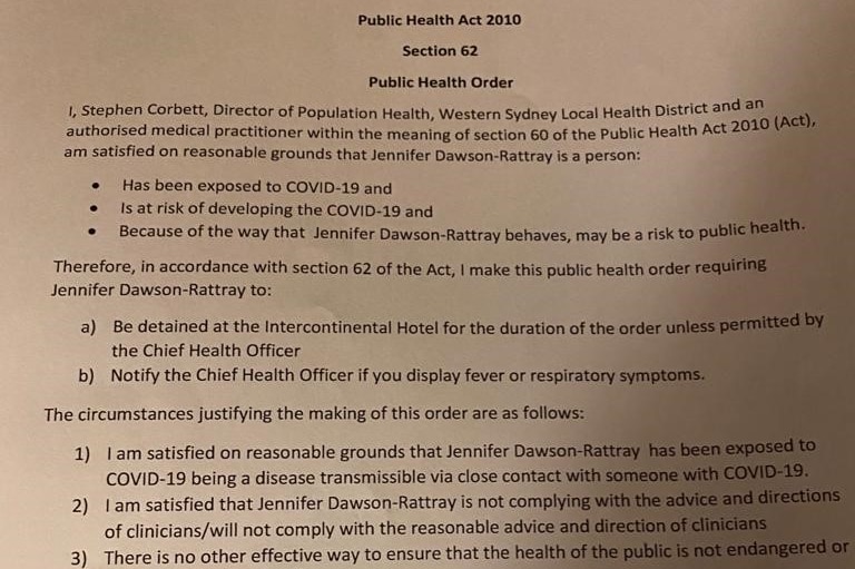 A letter with the title Public Health Order.