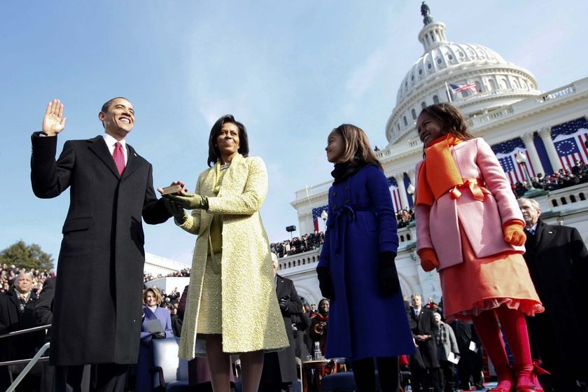 Barack Obama takes the oath of office