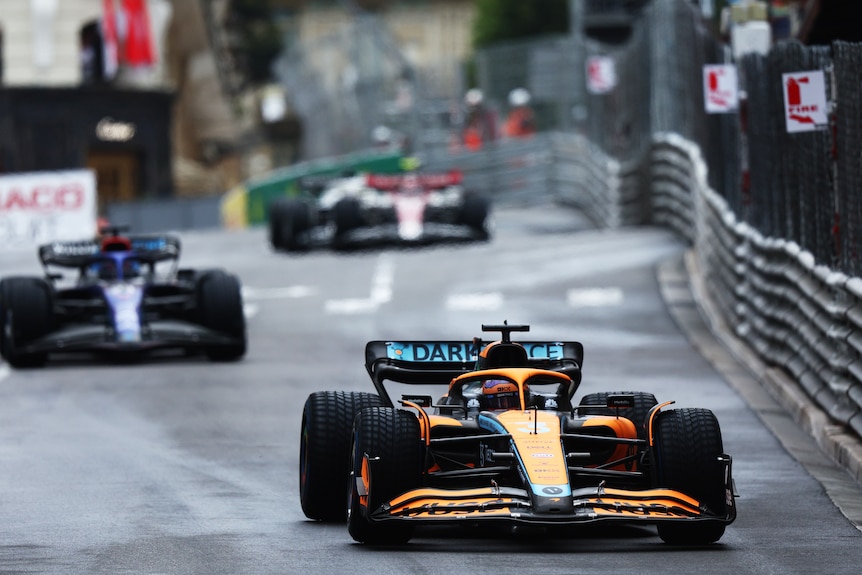 F1 cars driving around the streets of Monaco