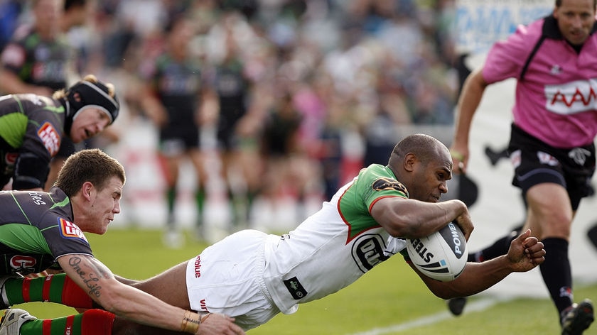Scrambling Bunnies: Rhys Wesser was one of three Rabbitohs to score after the break.