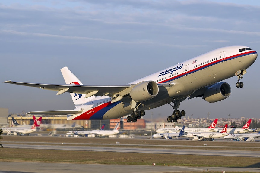Malaysia Airlines Boeing 777 takes off