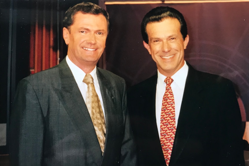 Mike Bailey and Richard Morecroft at ABC studios in 2002.